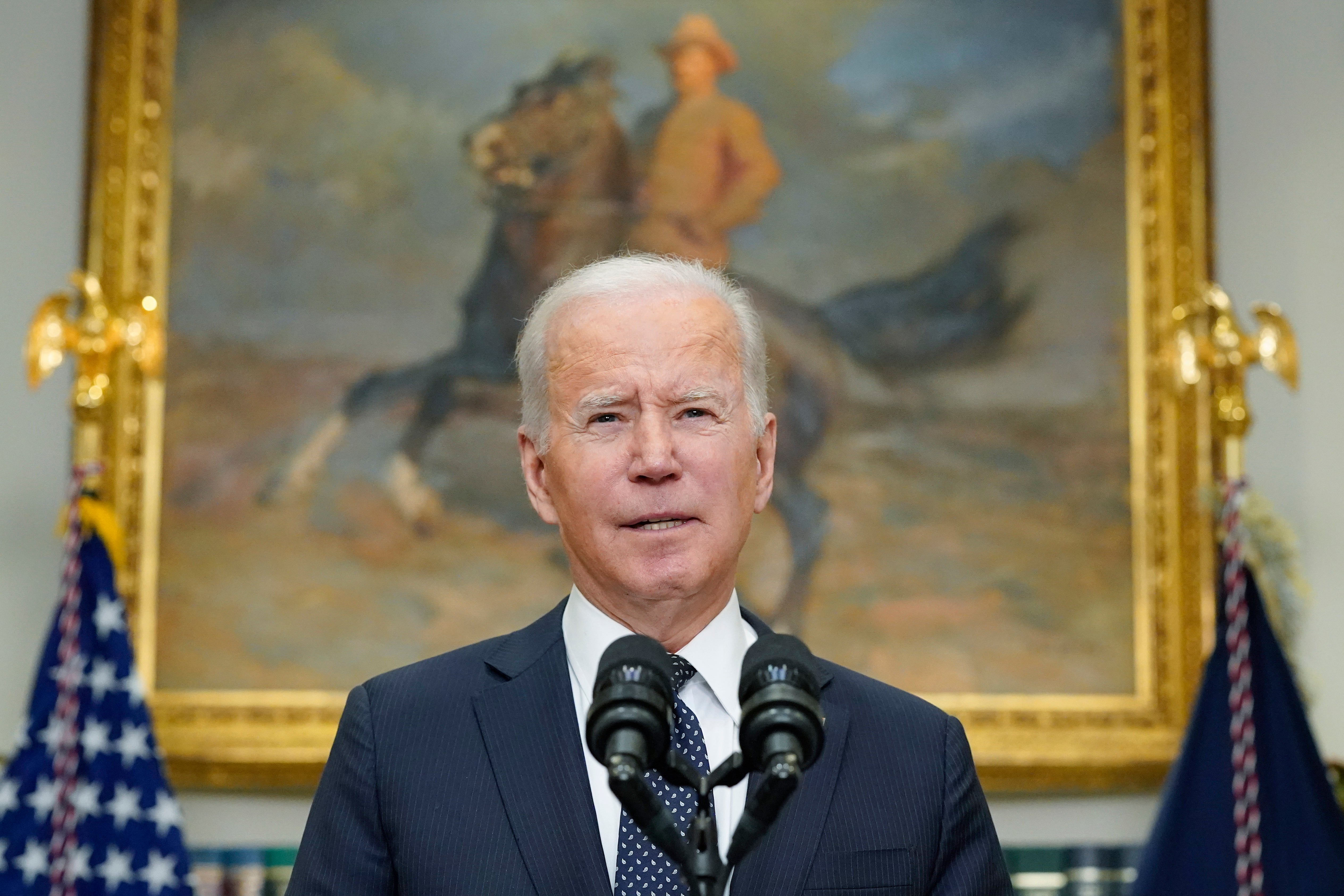 El presidente Joe Biden habla sobre Ucrania en la Sala Roosevelt de la Casa Blanca, el gobierno estadounidense contempla sanciones para Rusia si invade Ucrania
