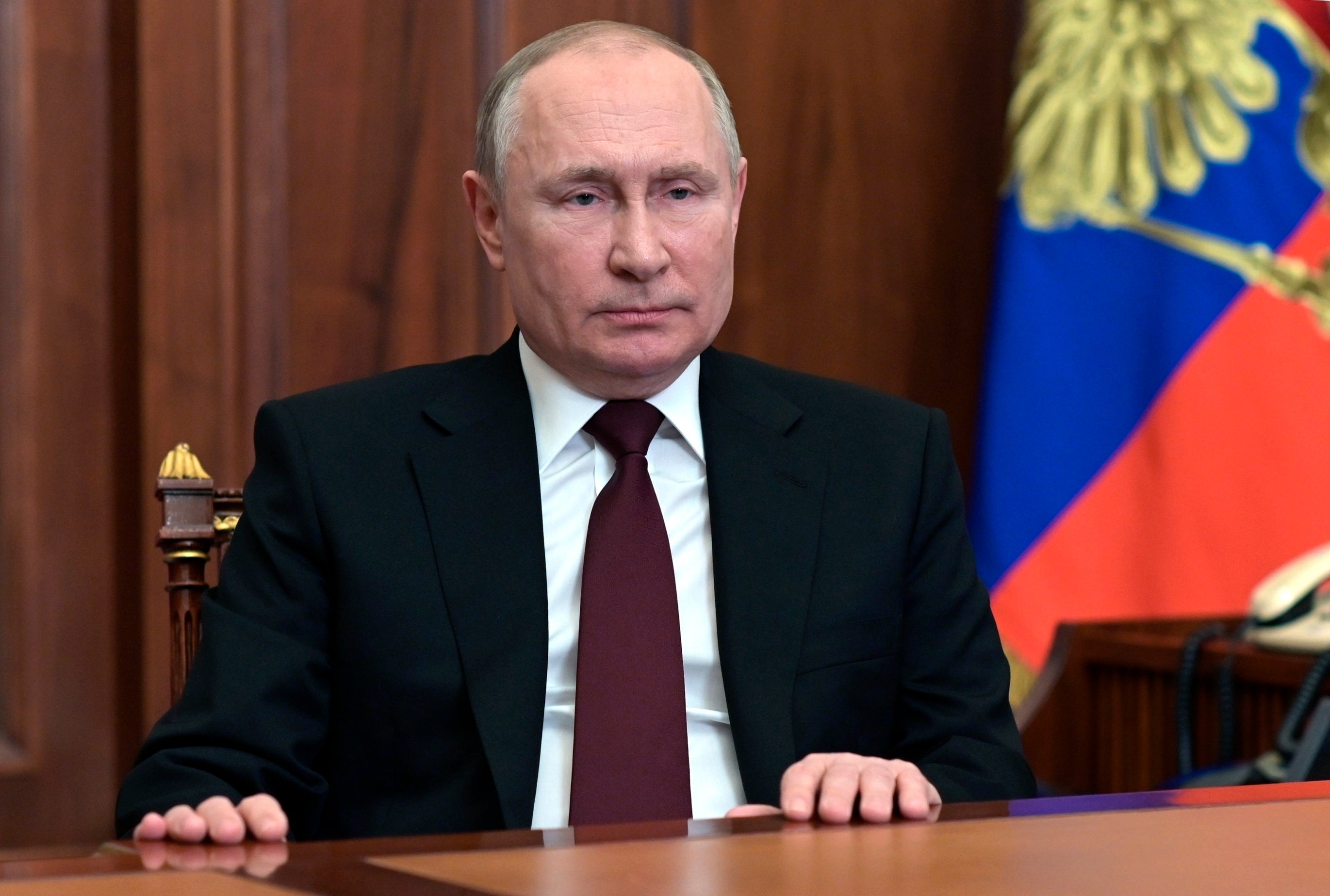 El presidente Vladimir Putin se dirige a la nación en el Kremlin, en Moscú