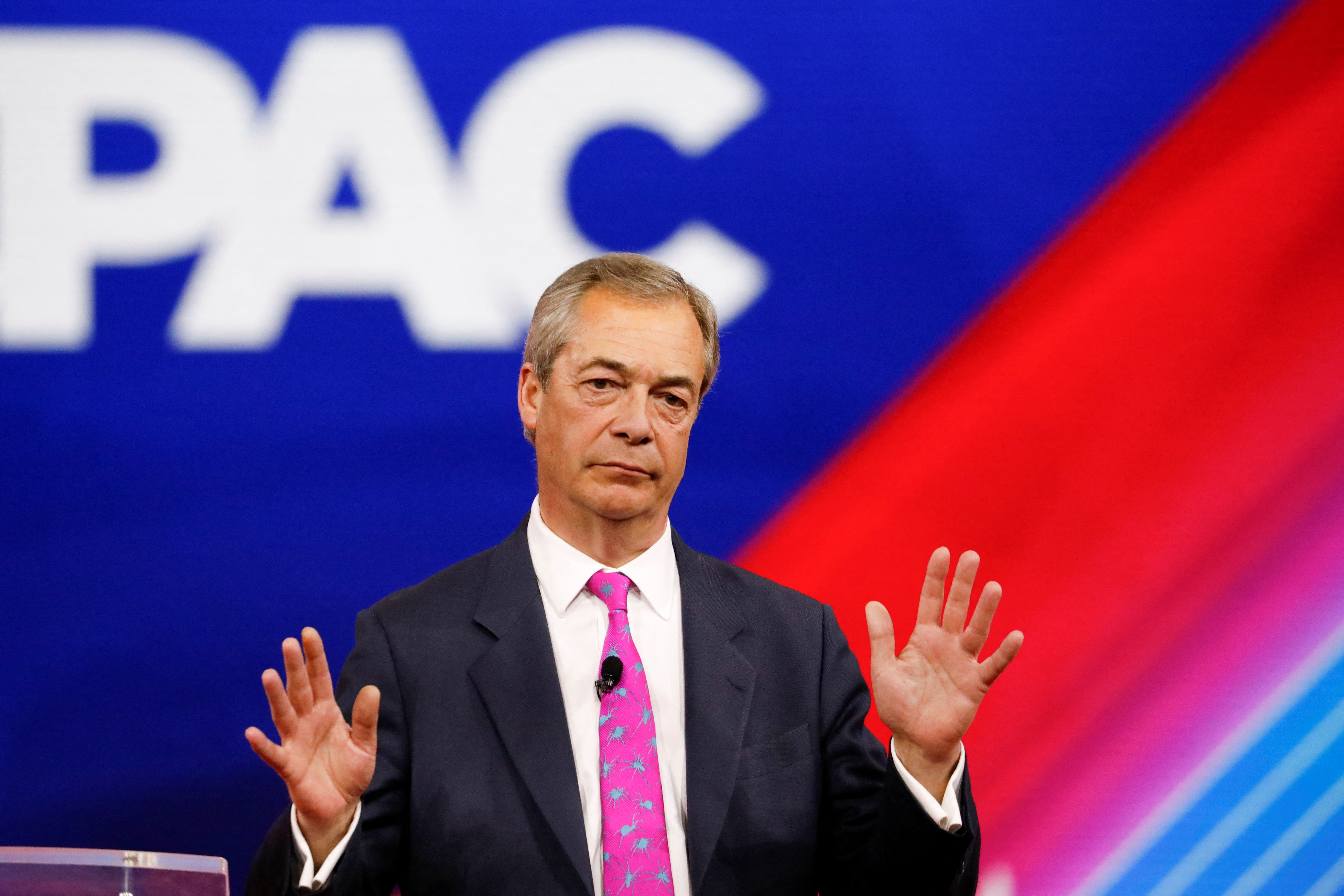 El exeurodiputado Nigel Farage da un discurso en la Conferencia de Acción Política Conservadora, en Orlando
