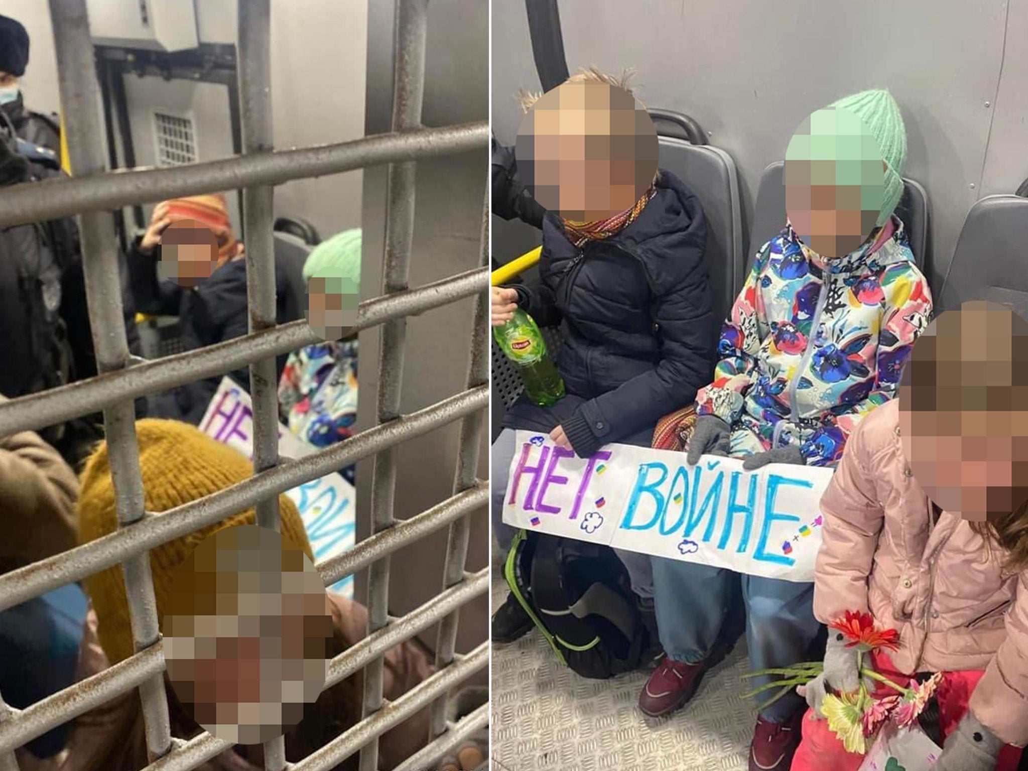 Cinco niños fueron supuestamente arrestados en Moscú junto a sus madres después de llevar flores y carteles contra la guerra a la embajada ucraniana
