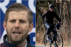 Eric Trump es objeto de burlas por intentar ridiculizar un paseo en bicicleta de Biden