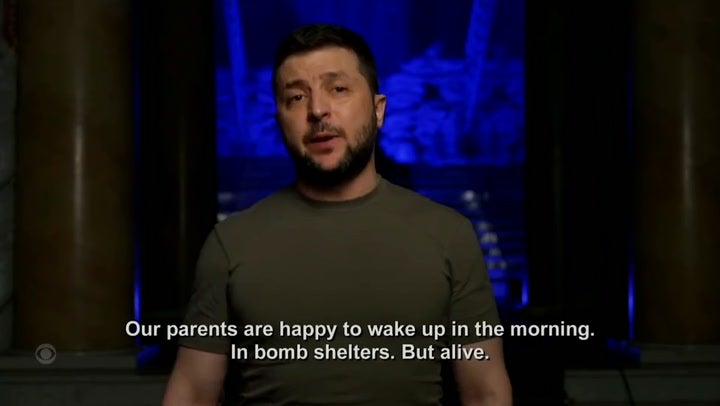 Este fue el discurso de Zelensky en los Grammy