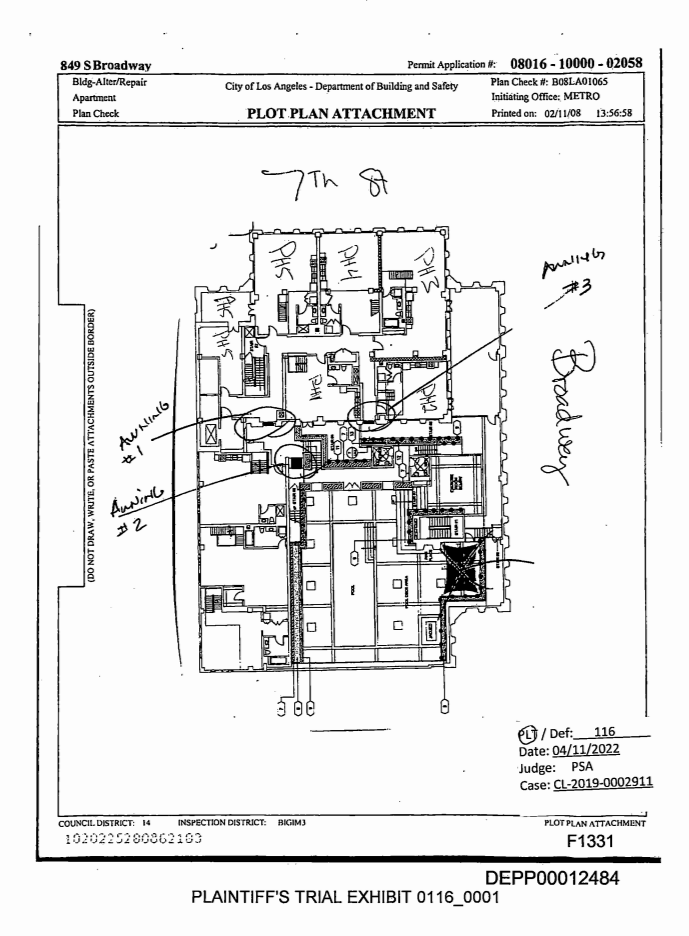 Plano del ‘penthouse’ del edificio Eastern Columbia en el centro de Los Ángeles, donde Johnny Depp era dueño de las cinco unidades