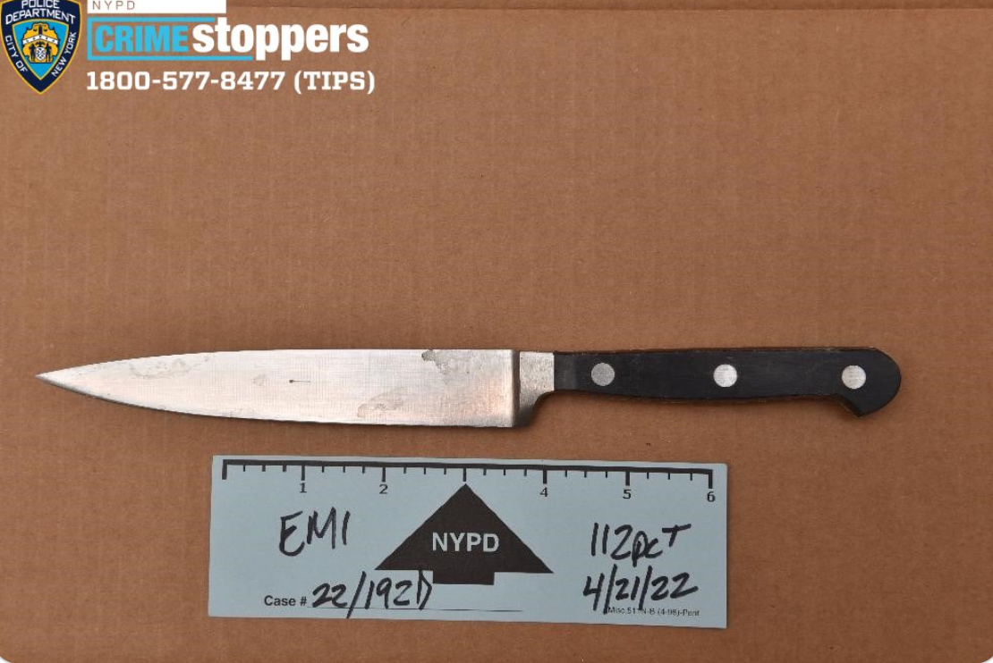 La policía de Nueva York dice que recuperó un cuchillo de cocina que se cree que fue utilizado en el asesinato de Orsolya Gaal en su casa