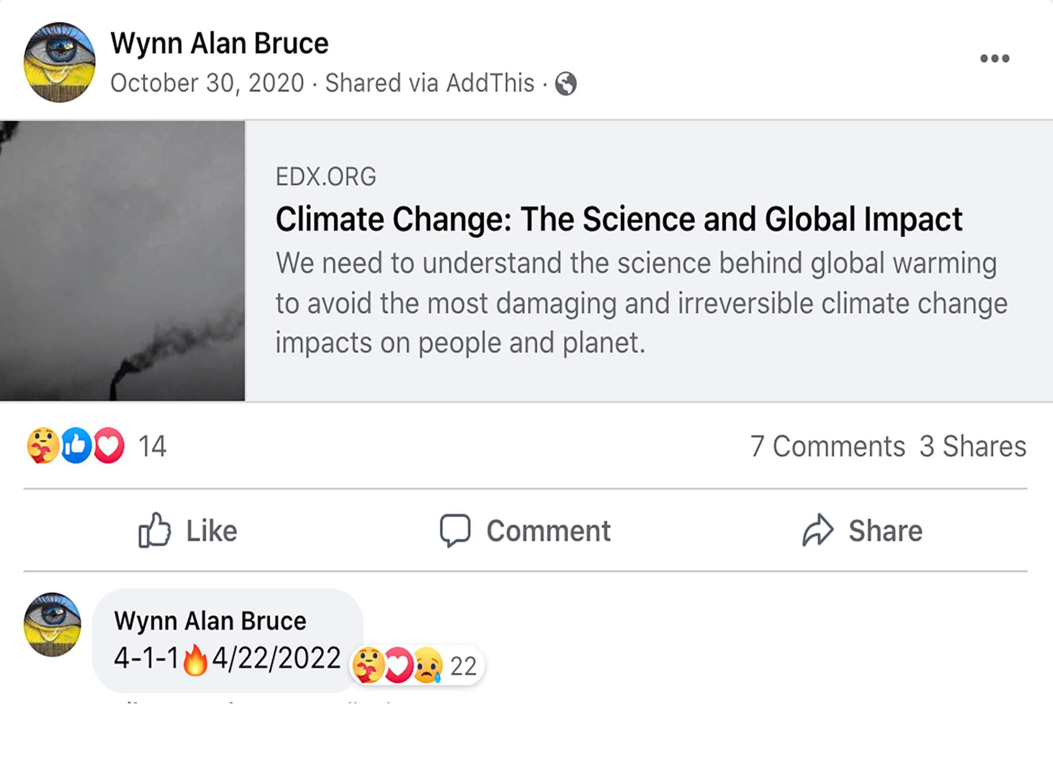Wynn Alan Bruce dejó un mensaje enigmático en su página de Facebook un año antes de morir