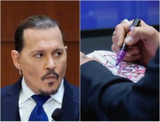 Imágenes de Depp mostrando dibujo a su abogado durante el juicio se vuelven virales 