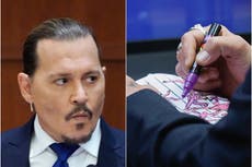 Imágenes de Depp mostrando dibujo a su abogado durante el juicio se vuelven virales