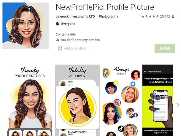 Se han hecho advertencias sobre la app New Profile Pic, que recopila grandes cantidades de datos personales de sus usuarios
