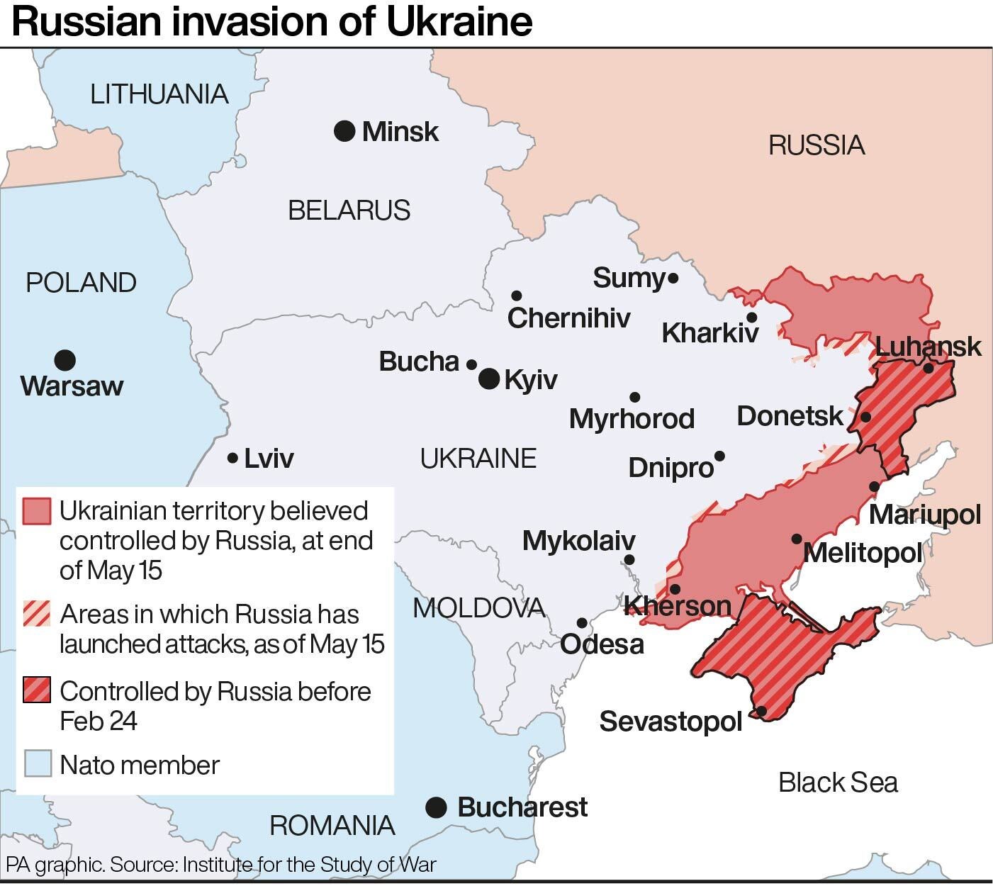 La escala de la invasión de Rusia en Ucrania