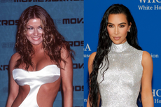 Carmen Electra elogia a Kim Kardashian por llevar su vestido blanco sin espalda de los 90