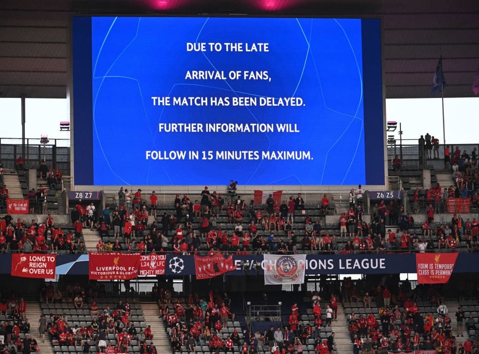 <p>El mensaje de la UEFA que informa sobre el retraso en el Stade de France</p>