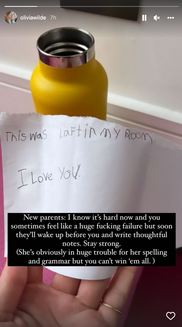 Olivia Wilde compartió una nota escrita por su hija de cinco años, Daisy