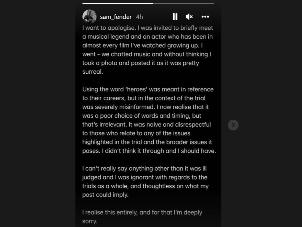 La disculpa completa de Fender en Instagram
