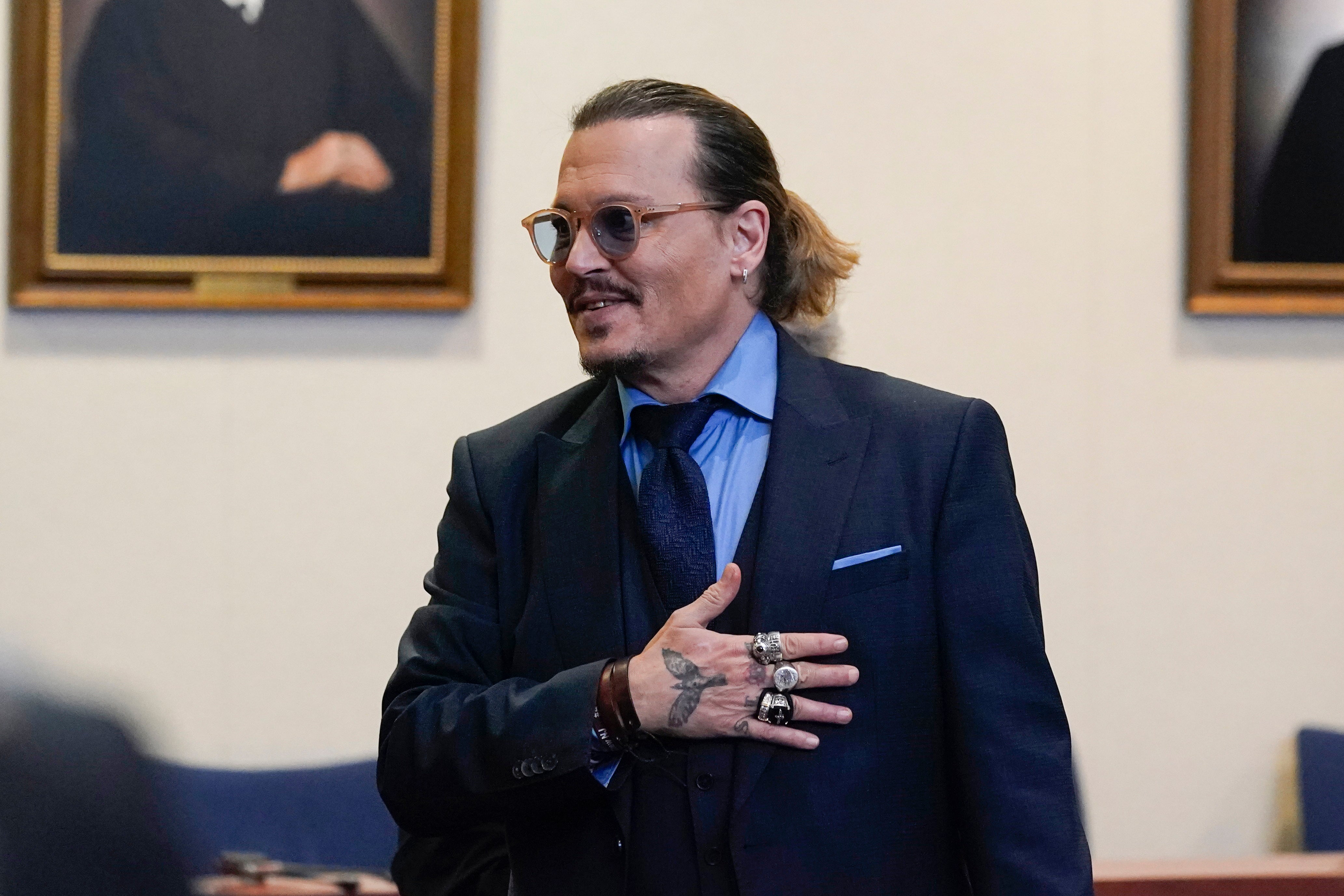 Johnny Depp en el tribunal de Virginia (AP Photo/Steve Helber, Pool)