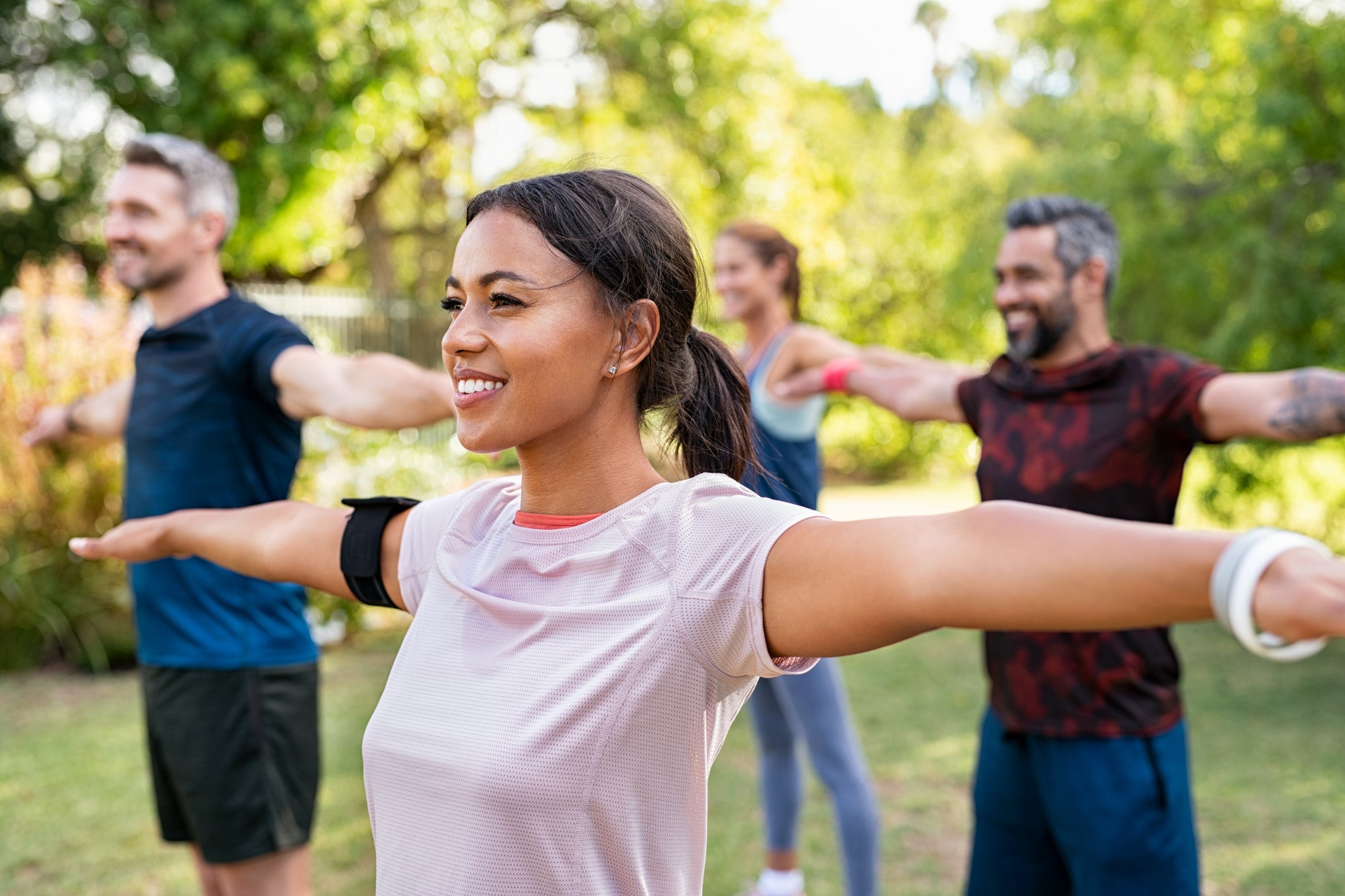 <p>Working out in a group can help with motivation</p>