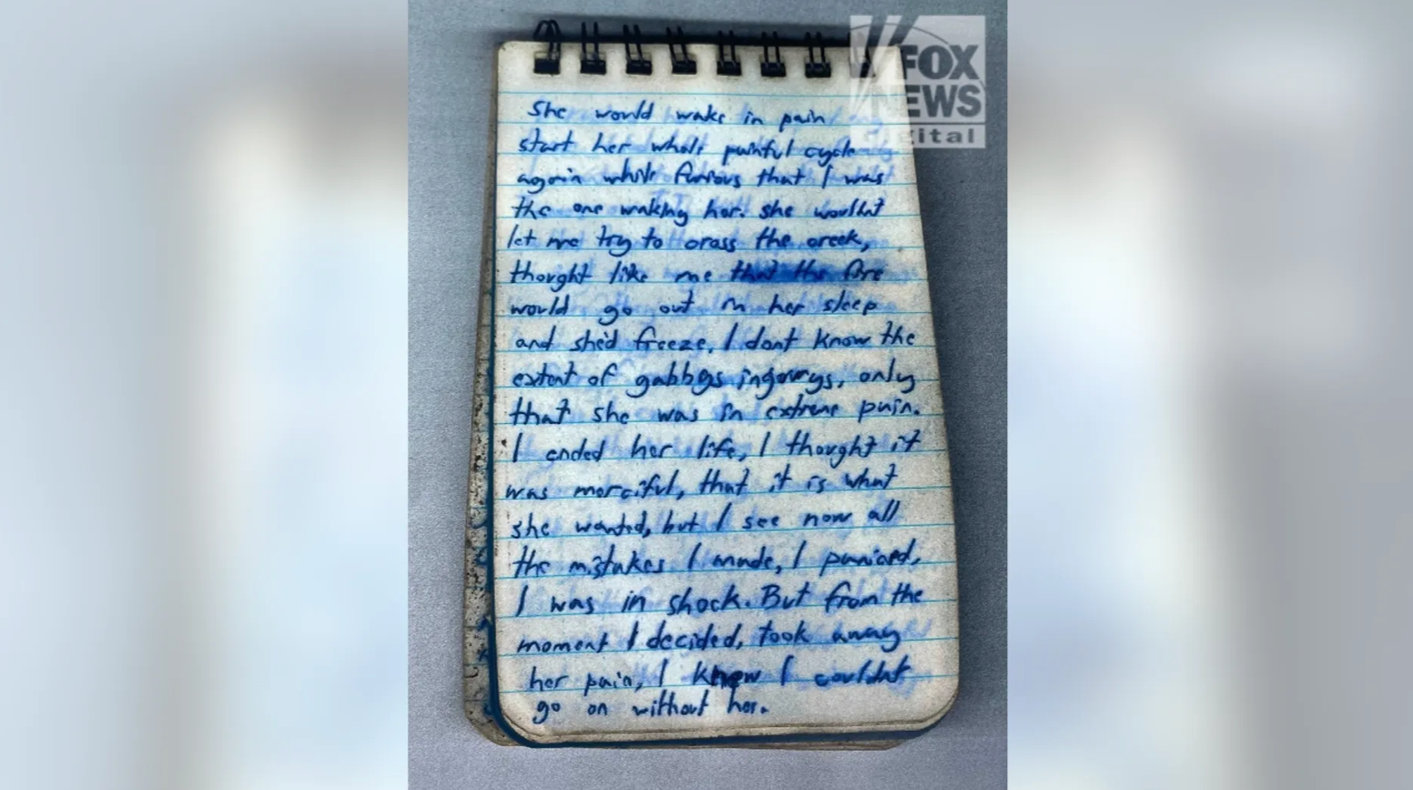Una página del cuaderno de Brian Laundrie recuperado por el FBI