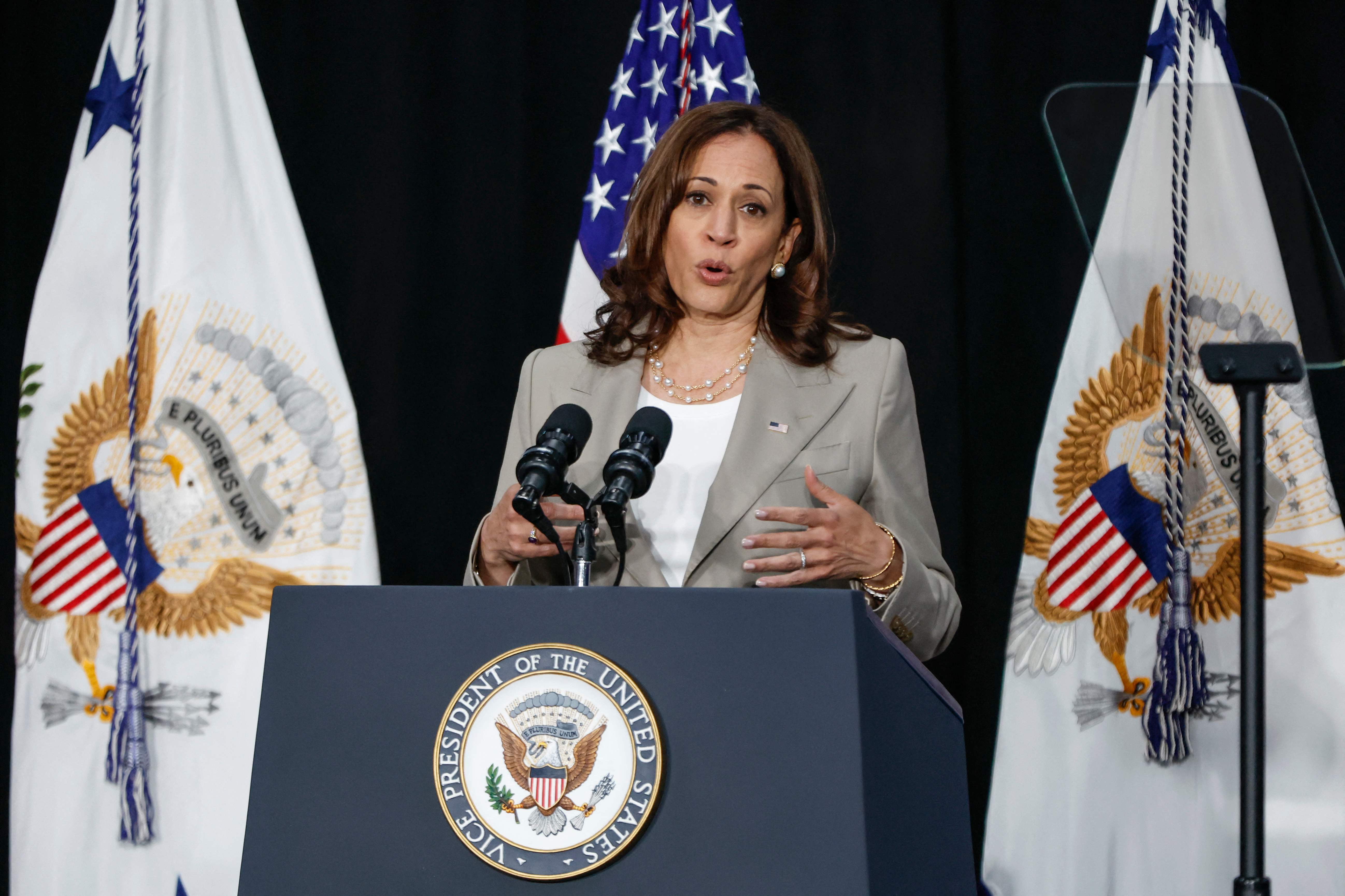 La vicepresidenta Kamala Harris anuncia un plan de la Casa Blanca para apoyar la salud materna el 24 de junio