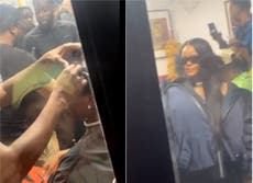 Rihanna sorprende a sus fans cuando ella y su pareja A$AP Rocky visitan peluquería en Crystal Palace
