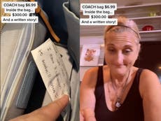 Mujer encuentra $300 y una nota en el bolso Coach que compró en $7 en una tienda de segunda mano