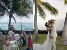 Enorme ola golpea en boda celebrada en Hawái: “El pastel sobrevivió”