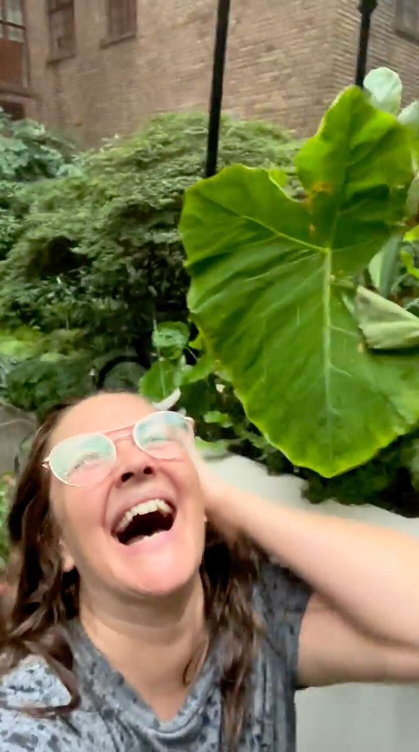 Empapada pero sincera: Drew Barrymore corre bajo la lluvia en un reciente vídeo en Instagram