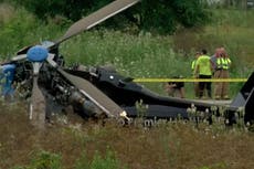 Helicóptero médico golpea cables de alta tensión y se estrella mientras respondía a accidente automovilístico