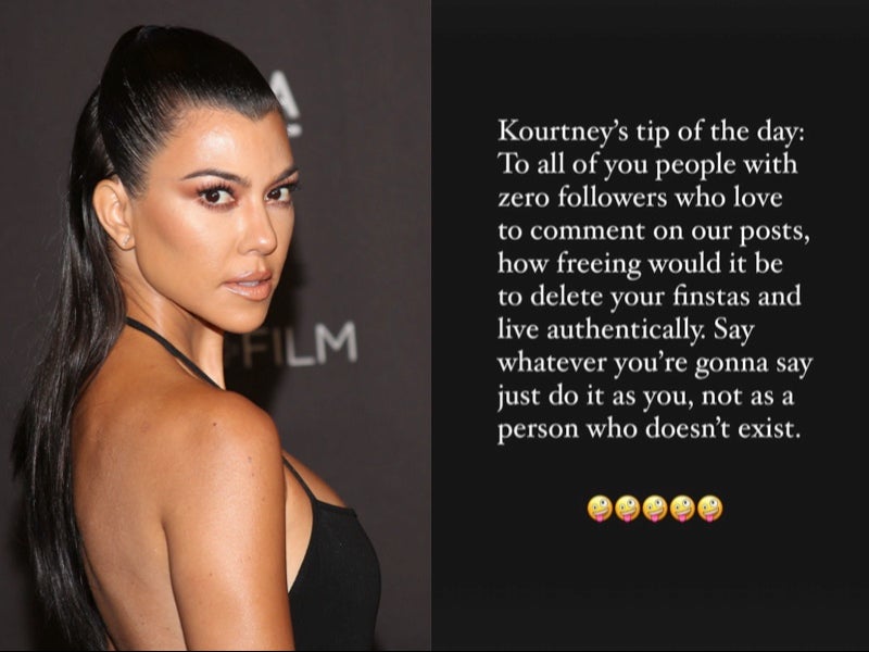 Kourtney Kardashian le dice a los trolls anónimos que eliminen sus cuentas falsas de redes sociales