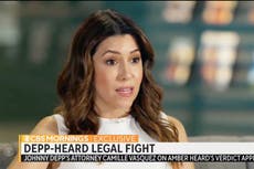 Johnny Depp presentó una apelación solo porque Amber Heard lo hizo primero, dice su abogada Camille Vásquez