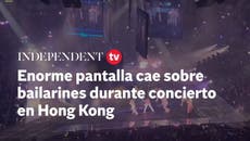 Enorme pantalla cae sobre bailarines durante concierto en Hong Kong