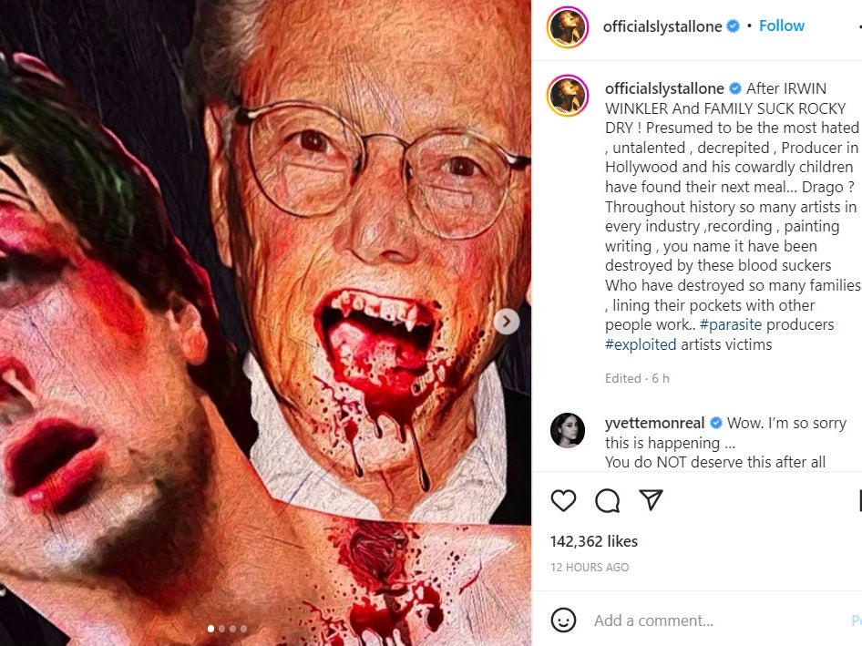 La publicación de Instagram sobre Irwin Winkler compartida por Sylvester Stallone
