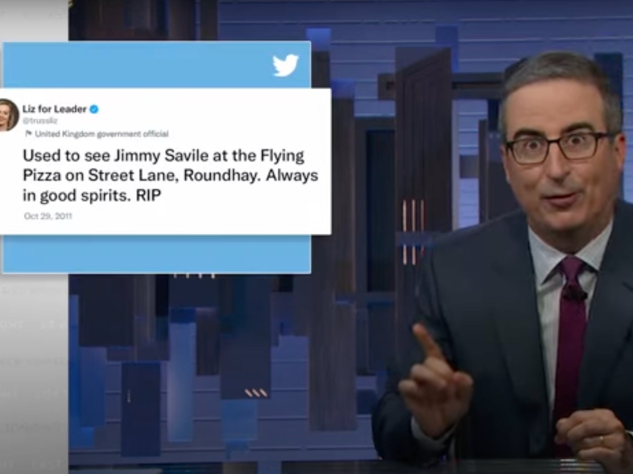 John Oliver ataca a Liz Truss por un tuit resurgido en el que lamenta la muerte de Jimmy Savile