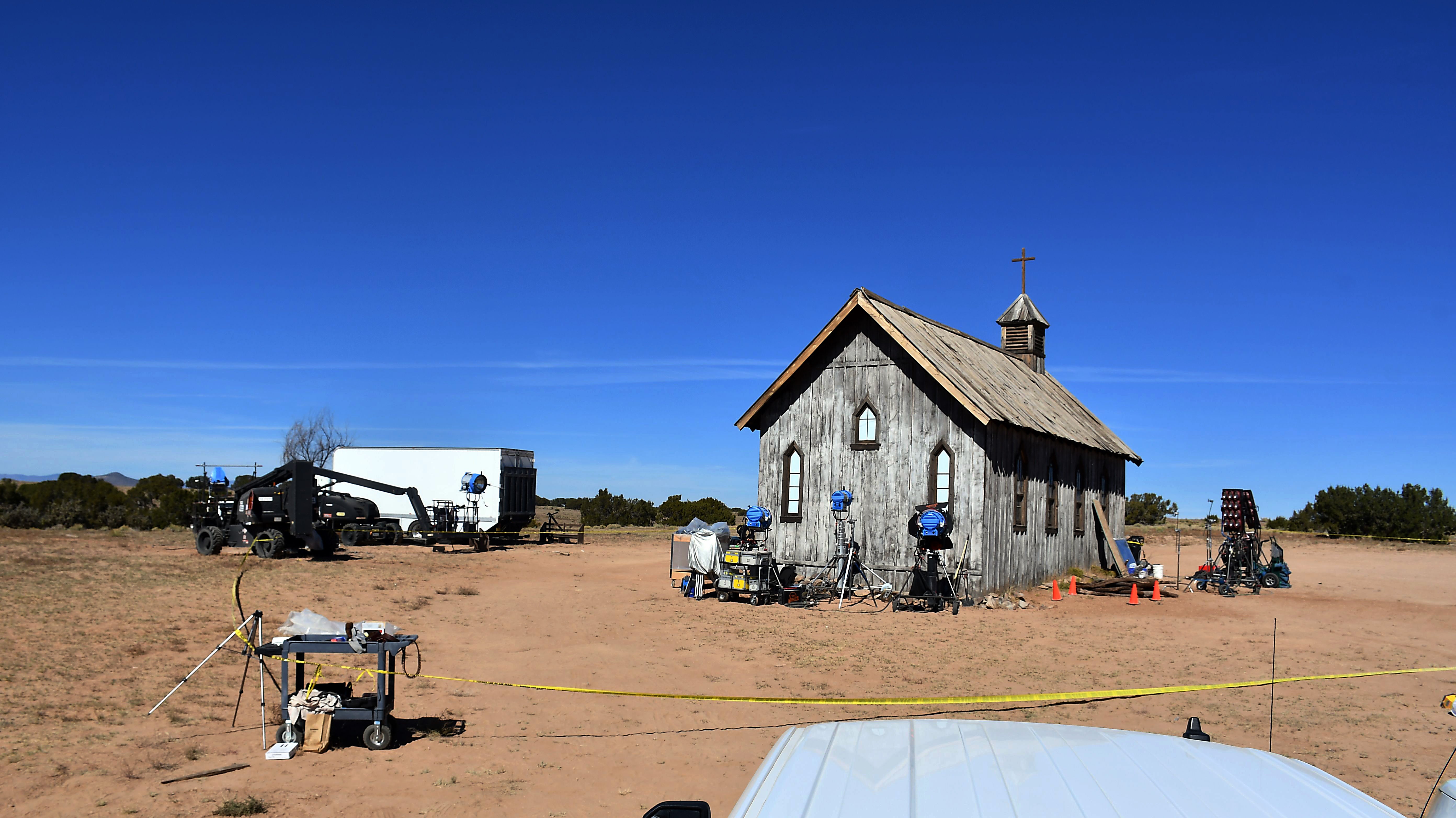 El set de Rust , justo afuera de Santa Fe, Nuevo México, donde ocurrió el tiroteo