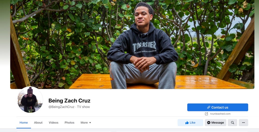 La página de Facebook de ‘Being Zach Cruz’