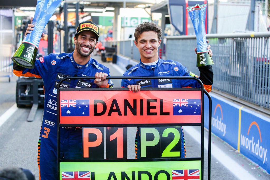 Ricciardo y su compañero de equipo en McLaren, Lando Norris, lograron un doblete en Monza en 2021