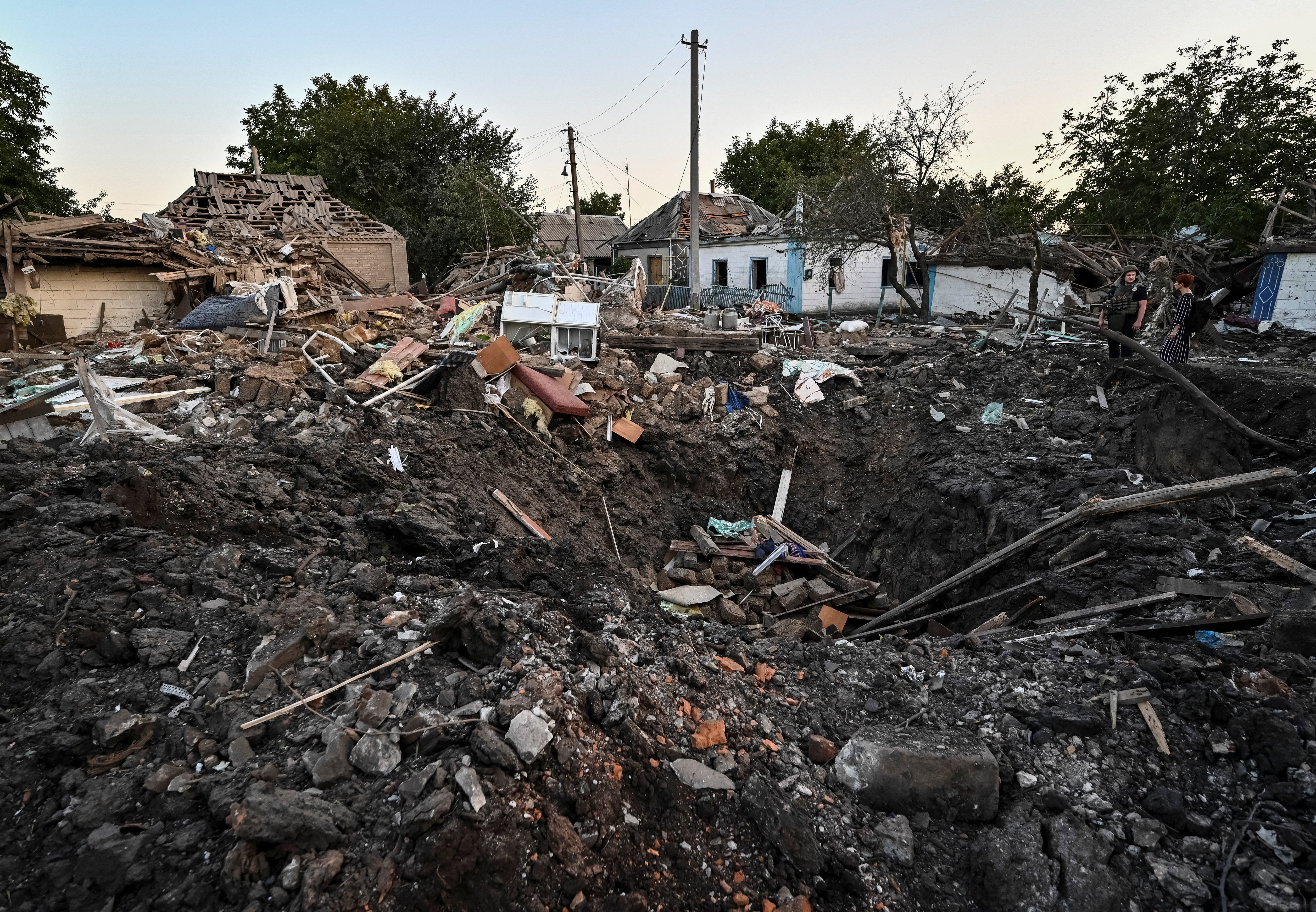 Una casa residencial destruida por el ataque ruso en Chaplyne