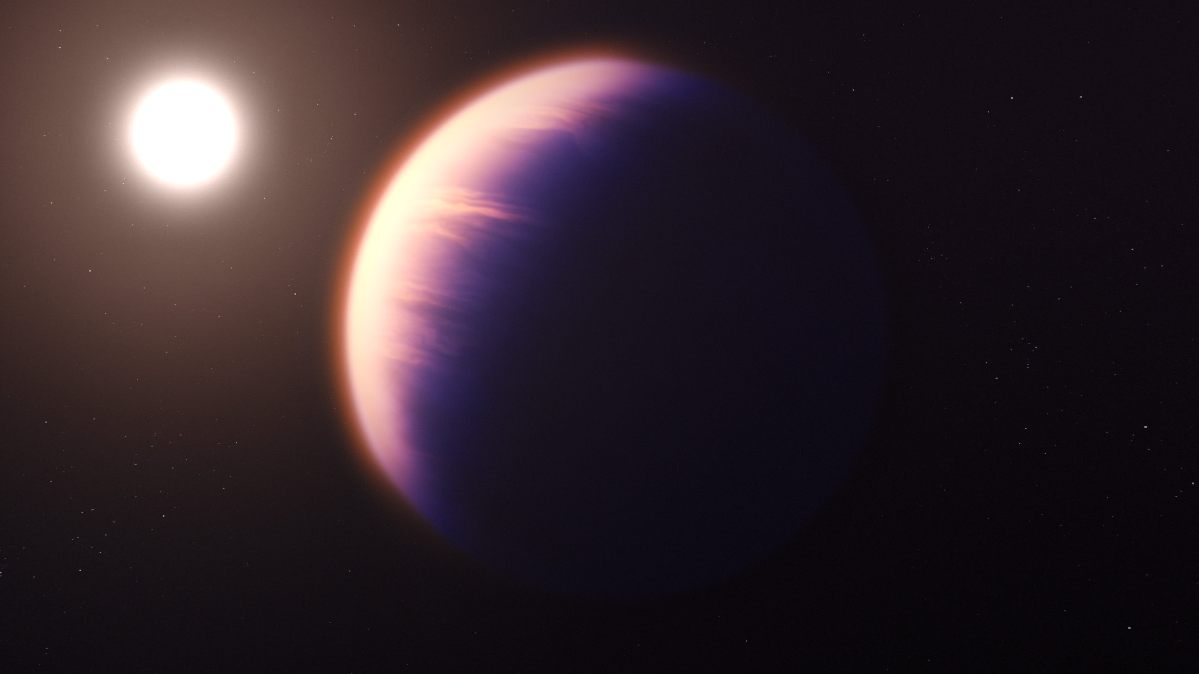Una ilustración del exoplaneta gigante Wasp 39b, donde se detectó dióxido de carbono