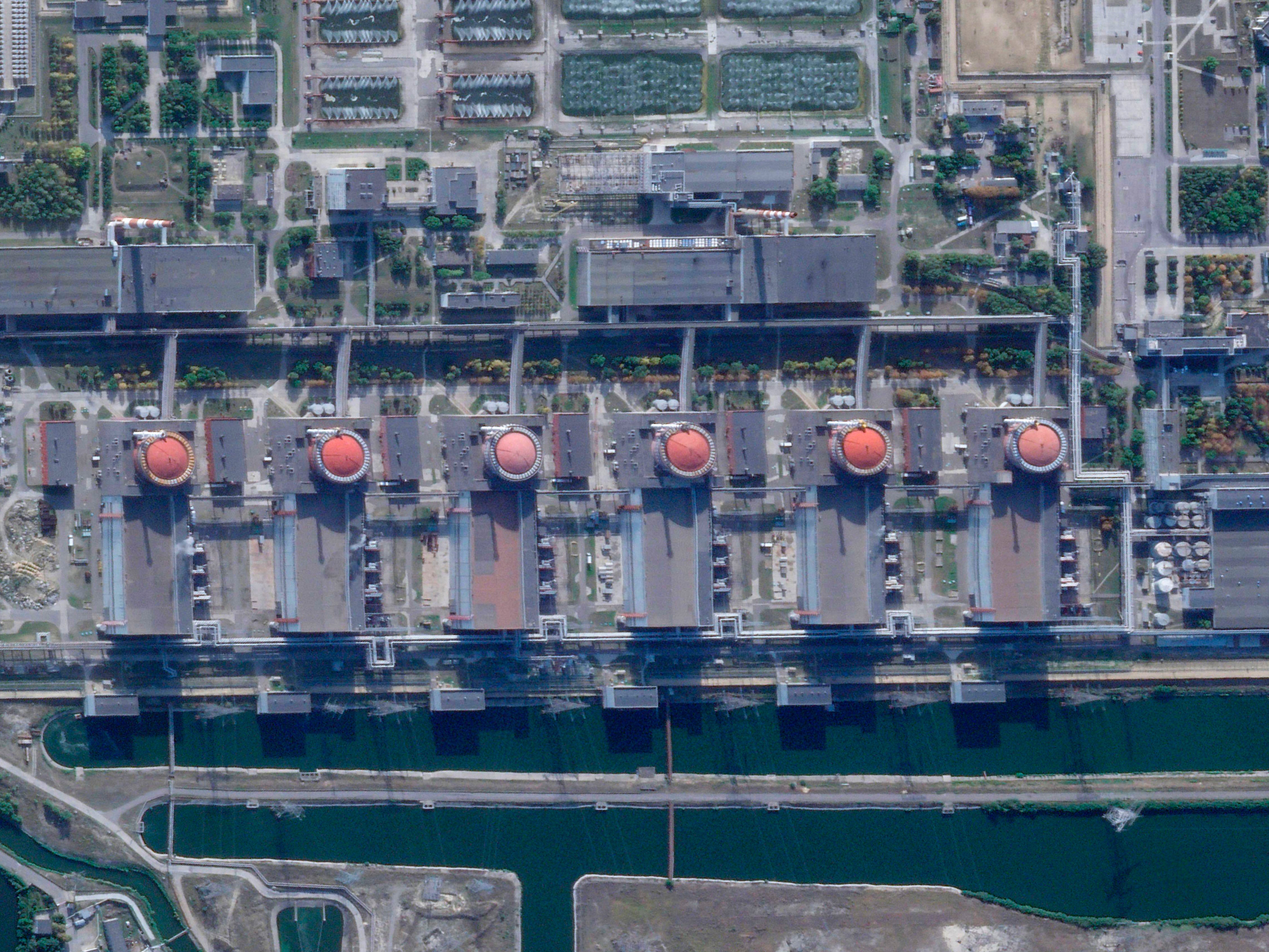 Una imagen satelital de la planta nuclear de Zaporizhzhia en Ucrania, ocupada por fuerzas rusas
