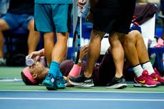 Nadal sangra tras sufrir un raquetazo en la nariz en US Open
