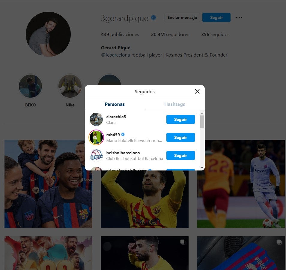 El último “follow” del instagram de Gerard Piqué desató euforia en las redes sociales