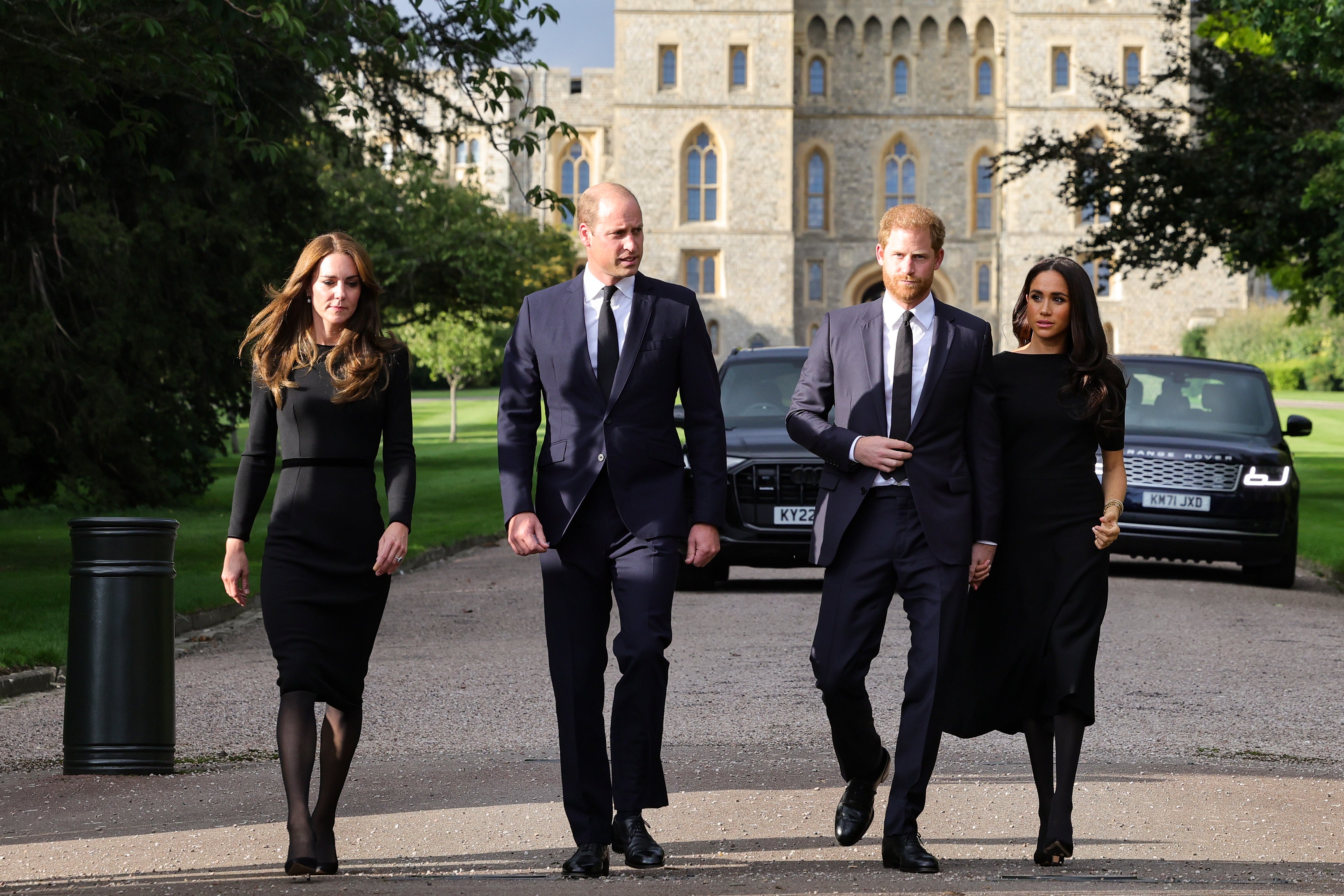 The Prince and Princess of Wales with the Duke and Duchess of Sussex at Windsor Castle