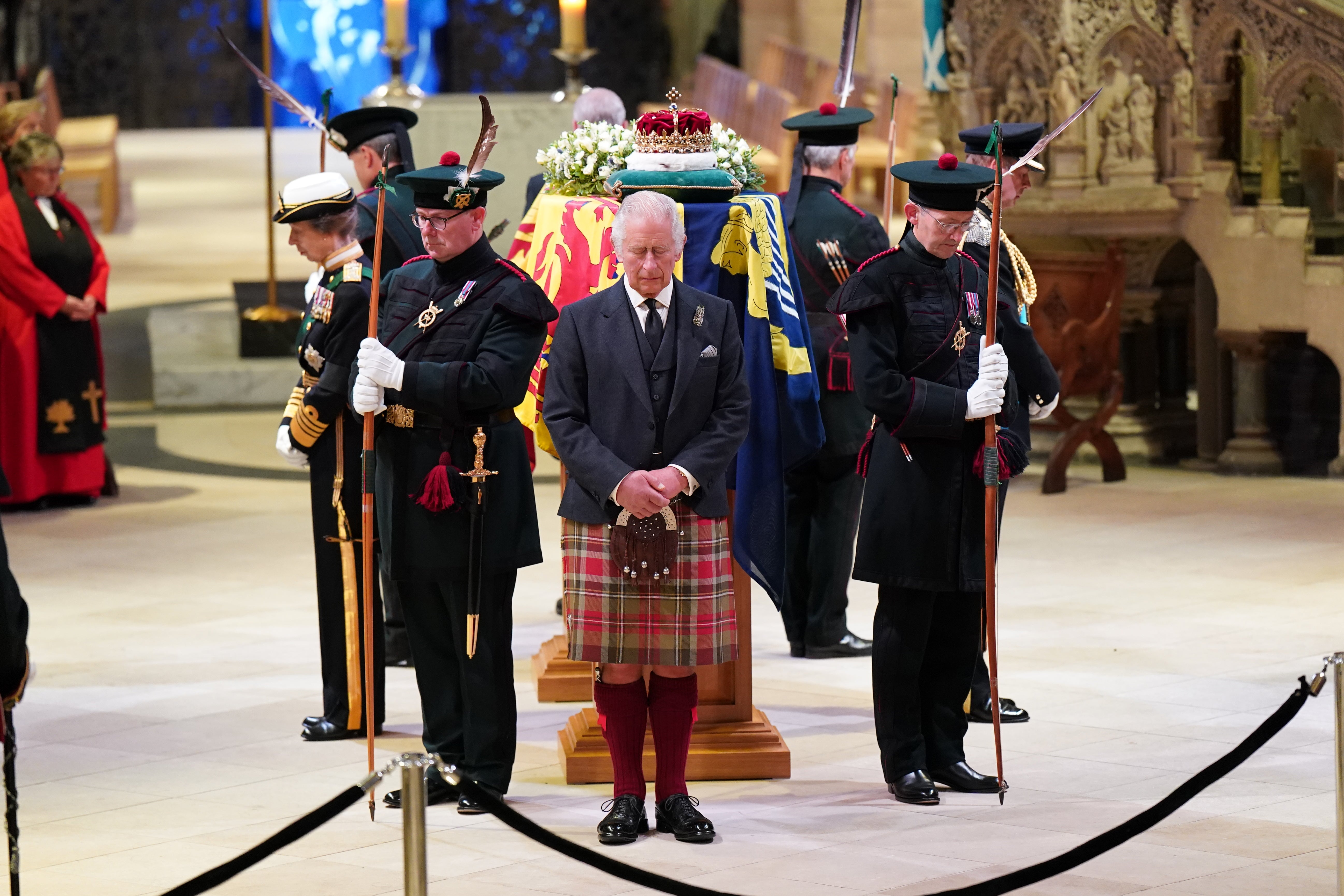 King Charles III and other members of the royal family hold a vigil at St Giles’ Cathedral (Jane Barlow/PA)