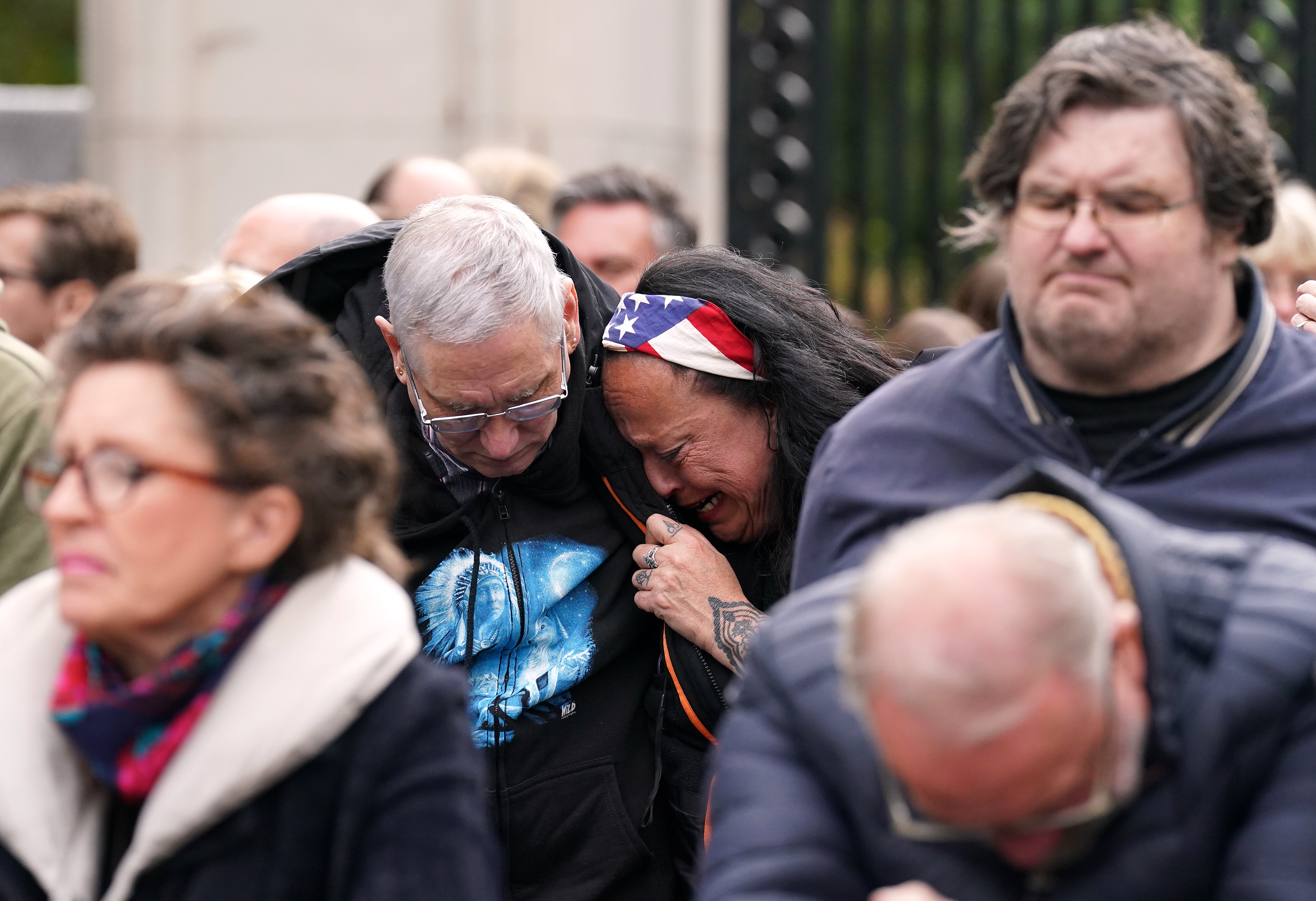 Well-wishers shed tears outside the Abbey (Tim Goode/PA)