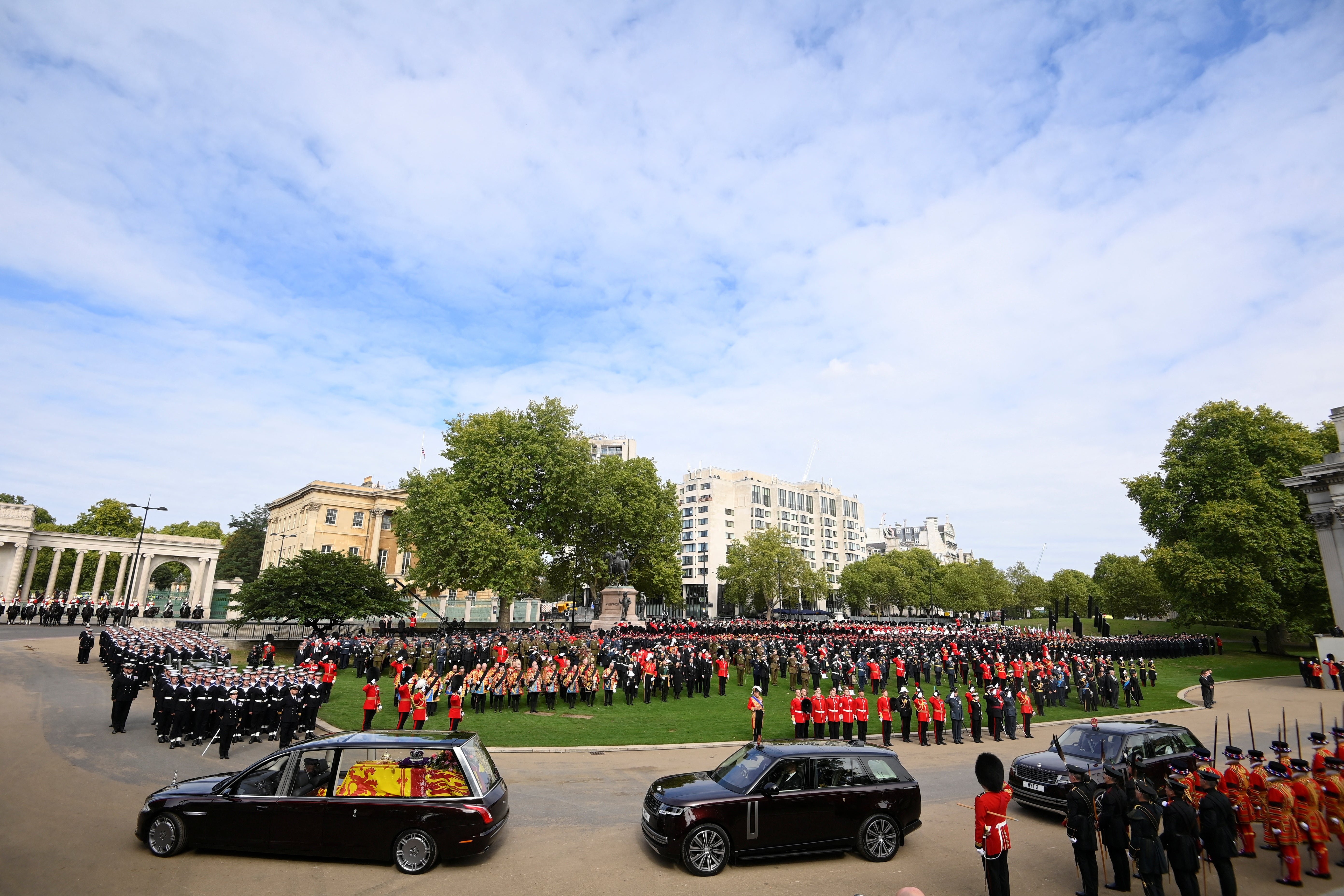 The Queen’s coffin leaves central London for Windsor Castle.