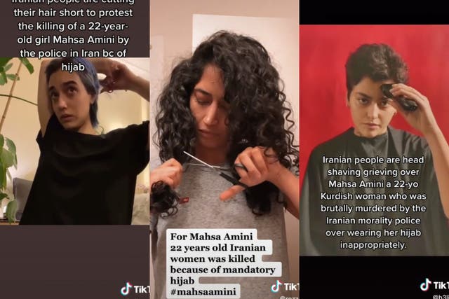<p>Las mujeres iraníes en TikTok se cortan el pelo, se afeitan la cabeza y queman sus hiyabs en protesta por la muerte de Mahsa Amini</p>
