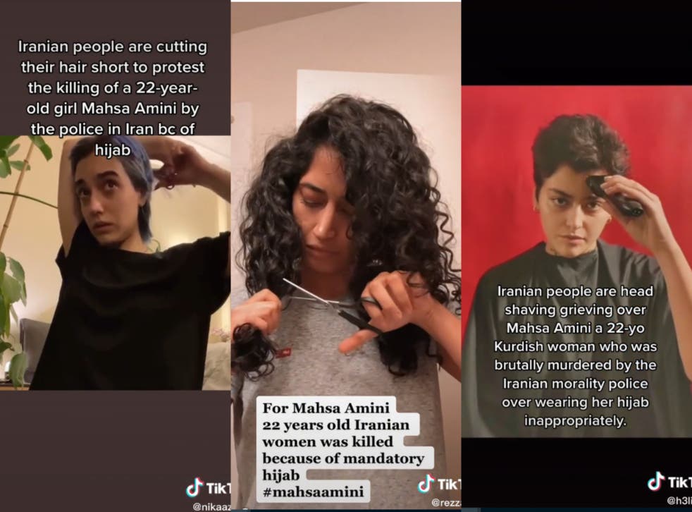 <p>Las mujeres iraníes en TikTok se cortan el pelo, se afeitan la cabeza y queman sus hiyabs en protesta por la muerte de Mahsa Amini</p>