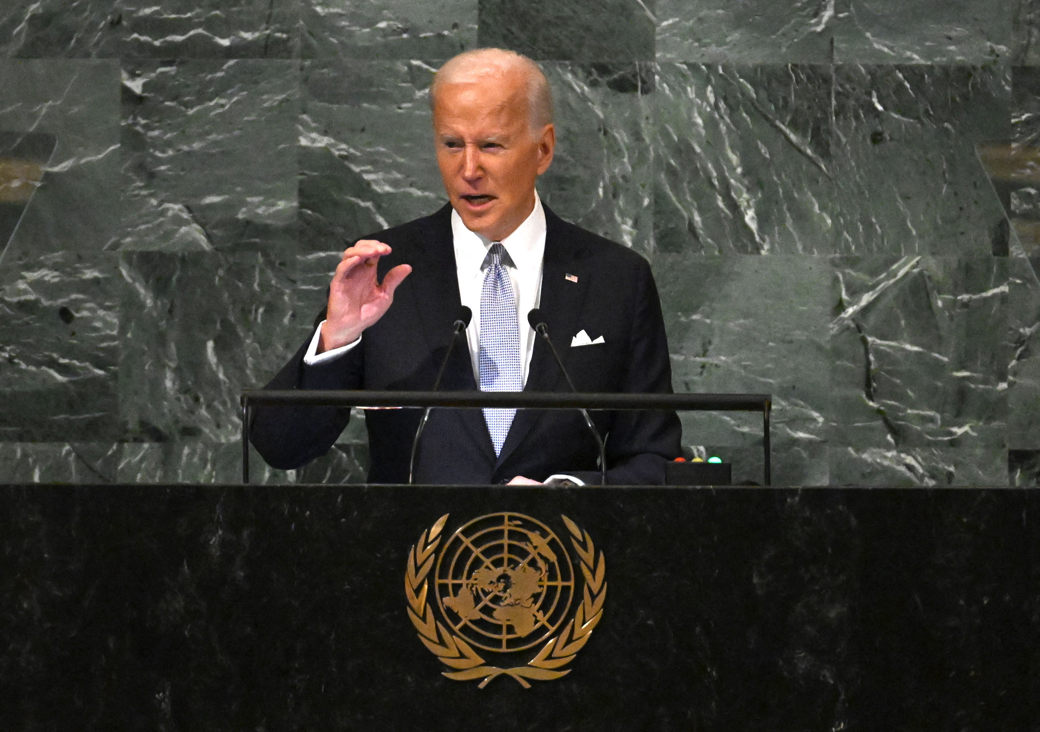 El presidente de los Estados Unidos, Joe Biden, se dirige a la 77ª sesión de la Asamblea General de las Naciones Unidas