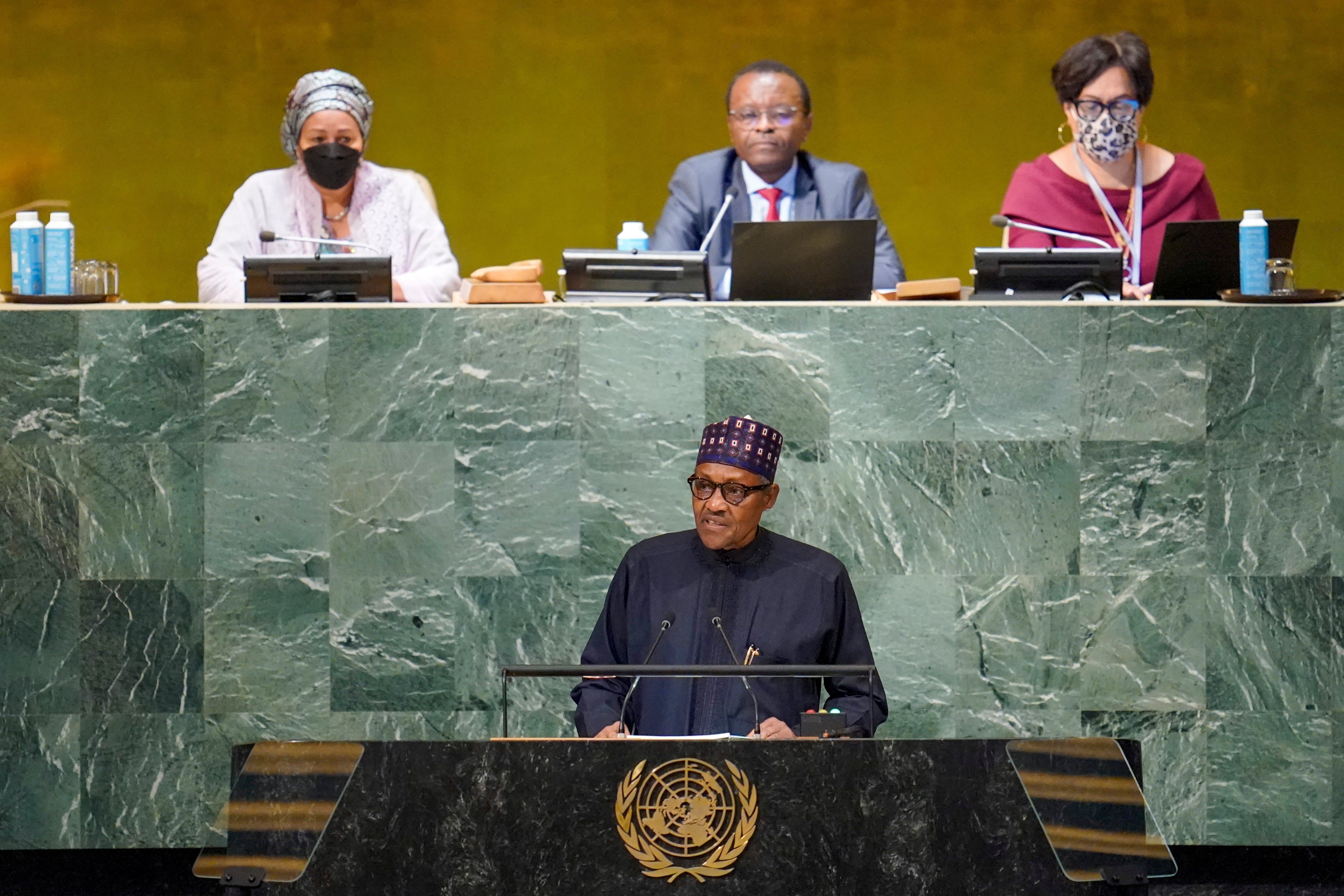 El presidente de Nigeria da un discurso ante la Asamblea General de la ONU