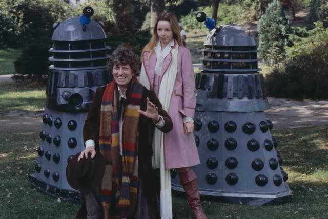 Tom Baker, como el cuarto Doctor Who, y Lalla Ward, como Romana, en 1979
