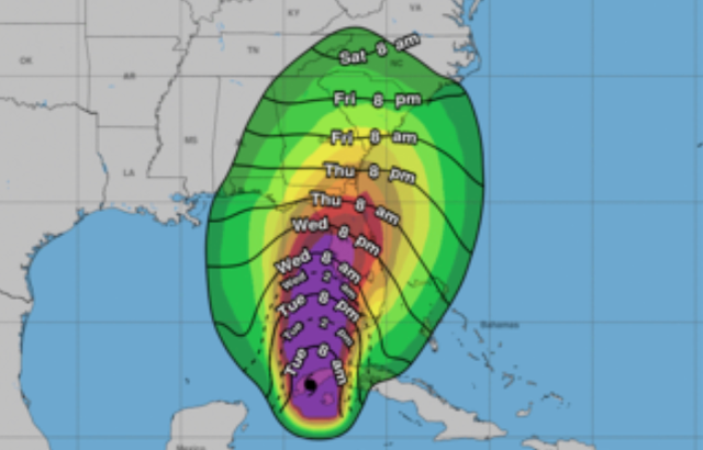 La trayectoria del huracán Ian el martes por Florida