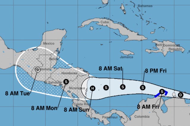 El camino del potencial ciclón tropical trece, a partir del jueves